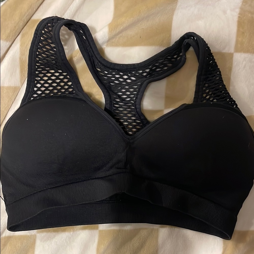 Black Mesh Sports Bra